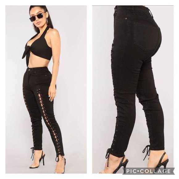 👯♀️Host Pick⚡️Fashion Nova Back on Top Lace Up Jeans - Picture 2 of 10